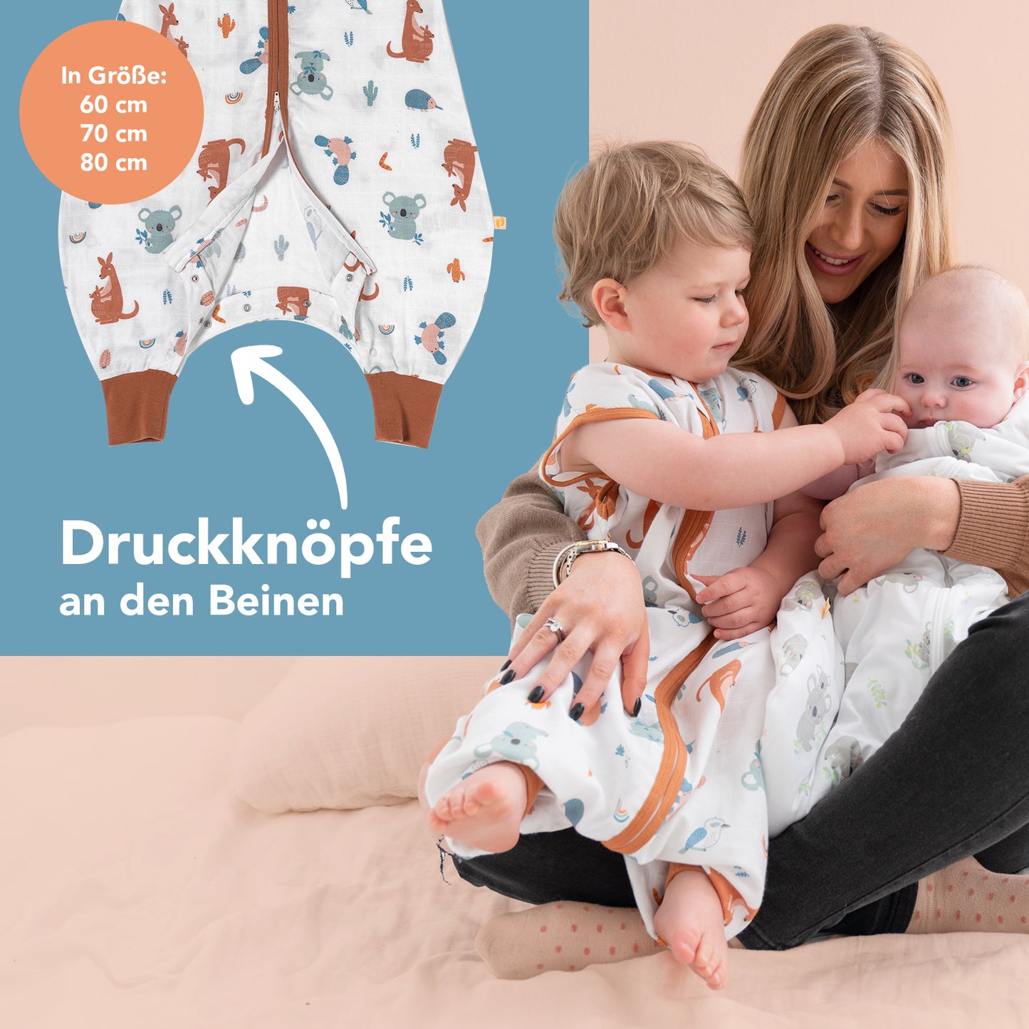 Musselin Schlafsack mit Füßen, 0.5 TOG