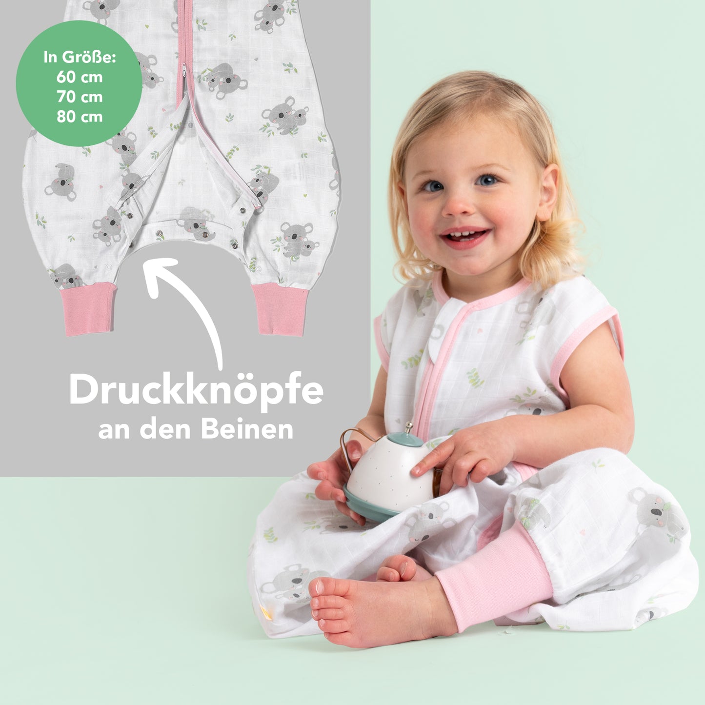 Musselin Schlafsack mit Füßen, 0.5 TOG