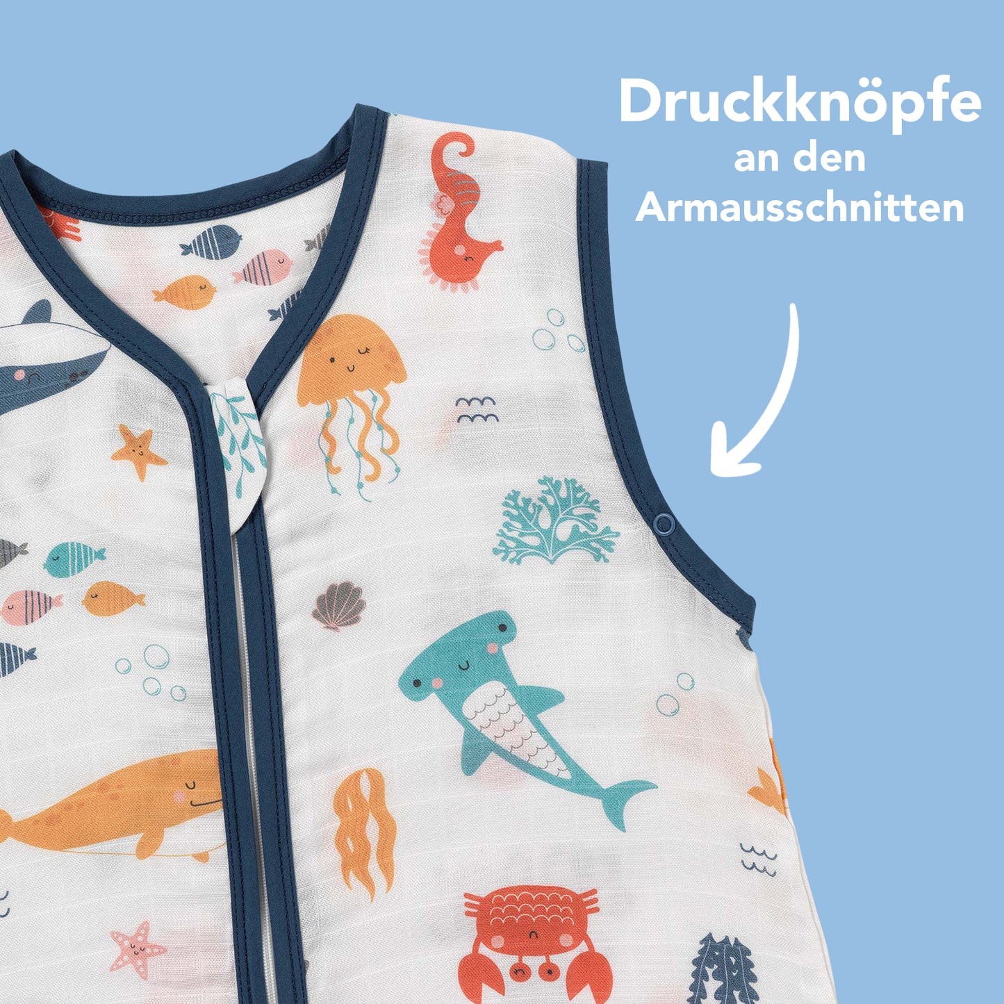 Musselin Schlafsack mit Füßen, 0.5 TOG