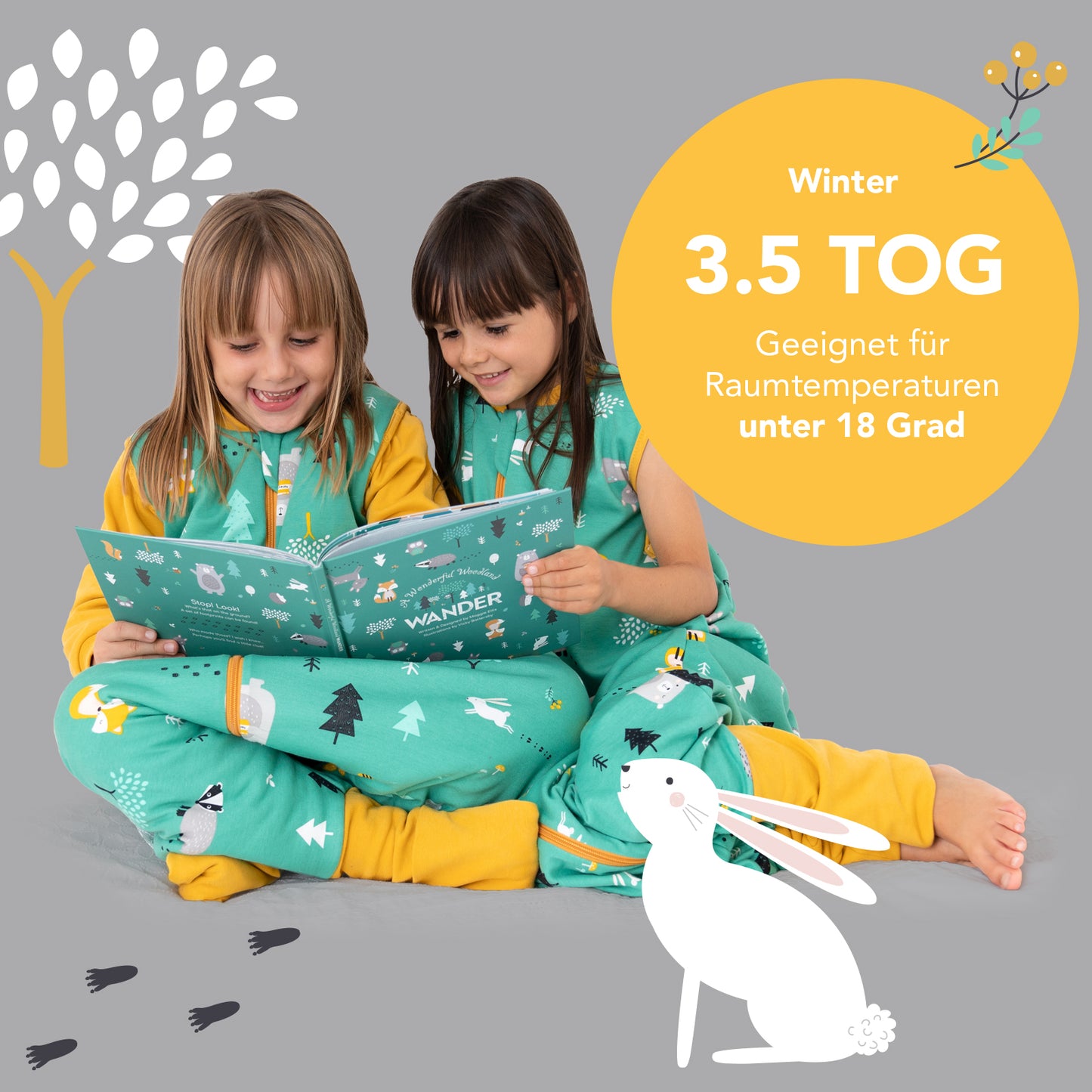 Bio Schlafsack mit Füßen und umklappbaren Bündchen, 3.5 TOG