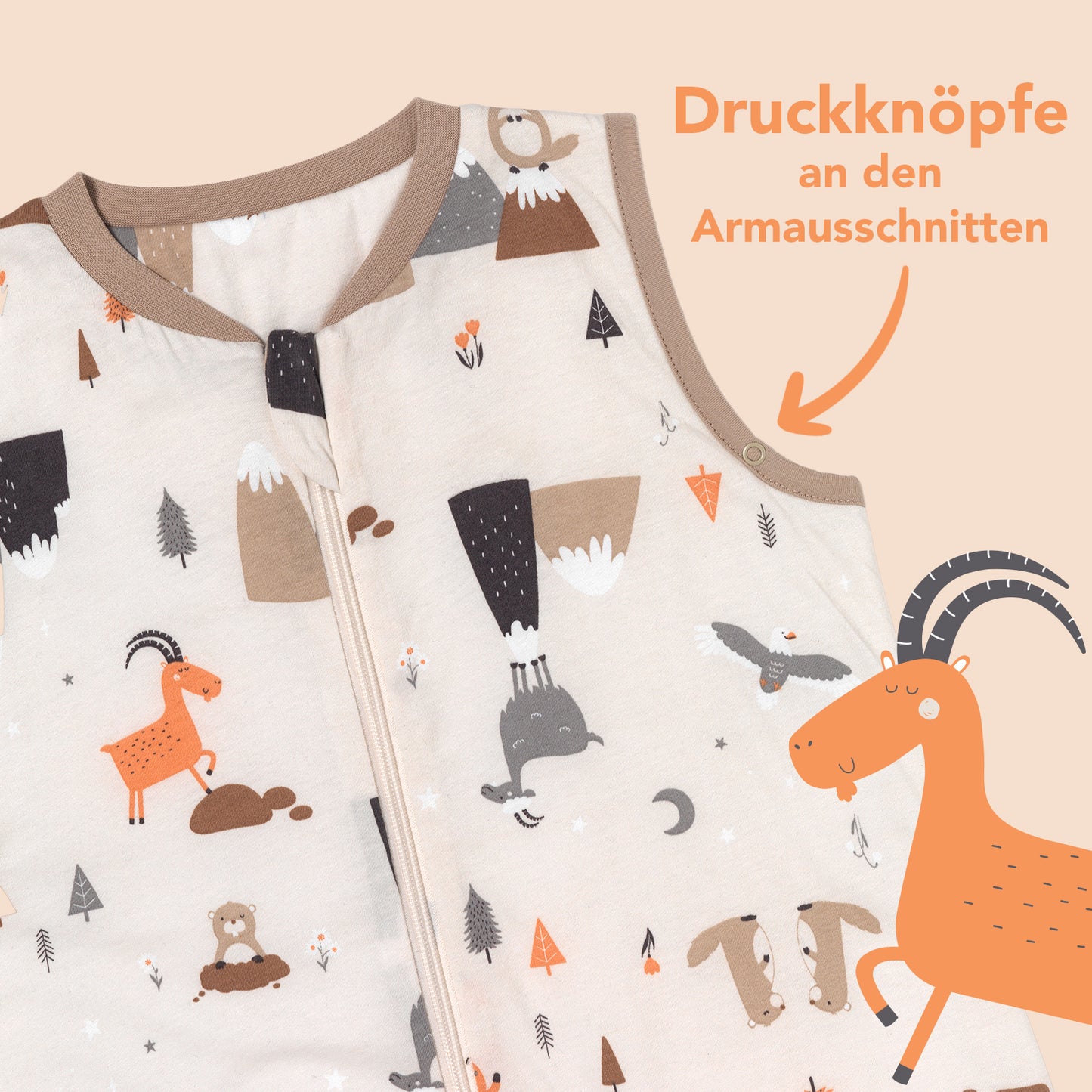 Schlafsack mit Füßen und umklappbaren Bündchen, 1.0 TOG