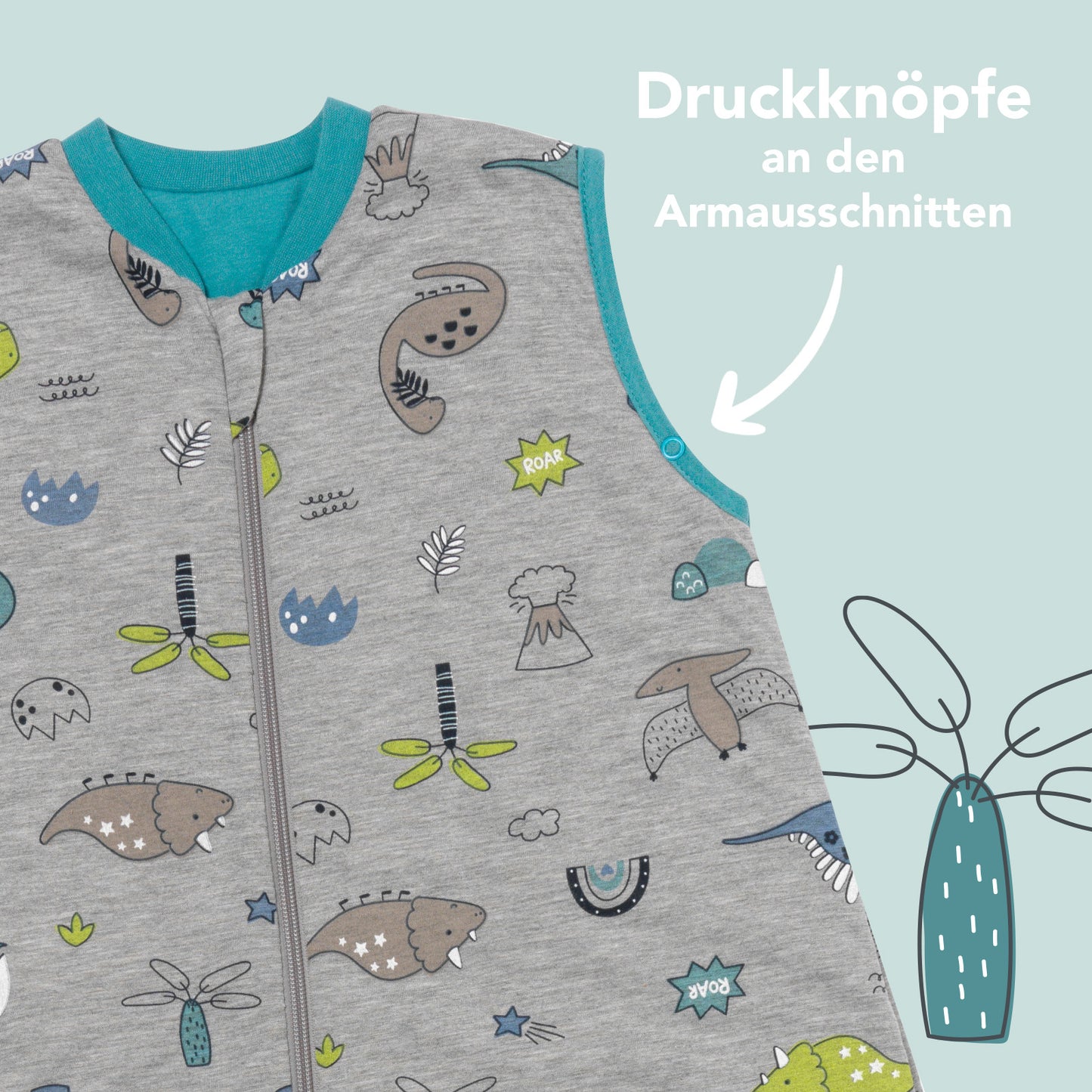 Schlafsack mit Füßen und umklappbaren Bündchen, 1.0 TOG