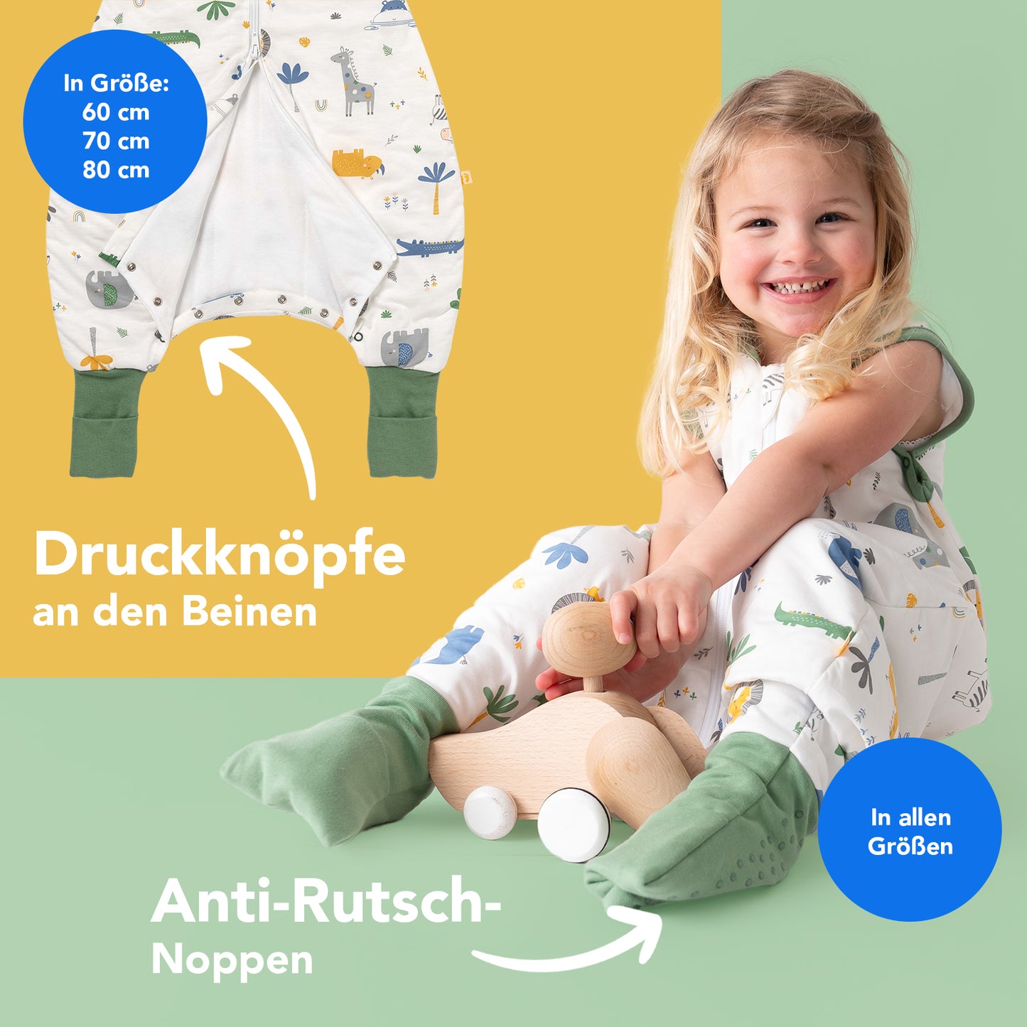 Schlafsack mit Füßen und umklappbaren Bündchen, 1.0 TOG