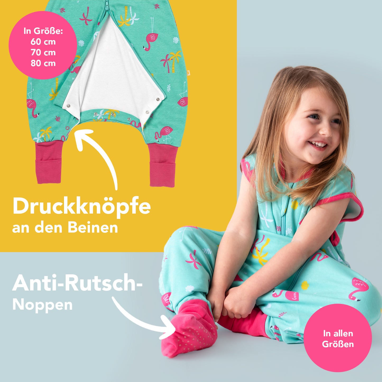 Bio Schlafsack mit Füßen und umklappbaren Bündchen, 1.0 TOG