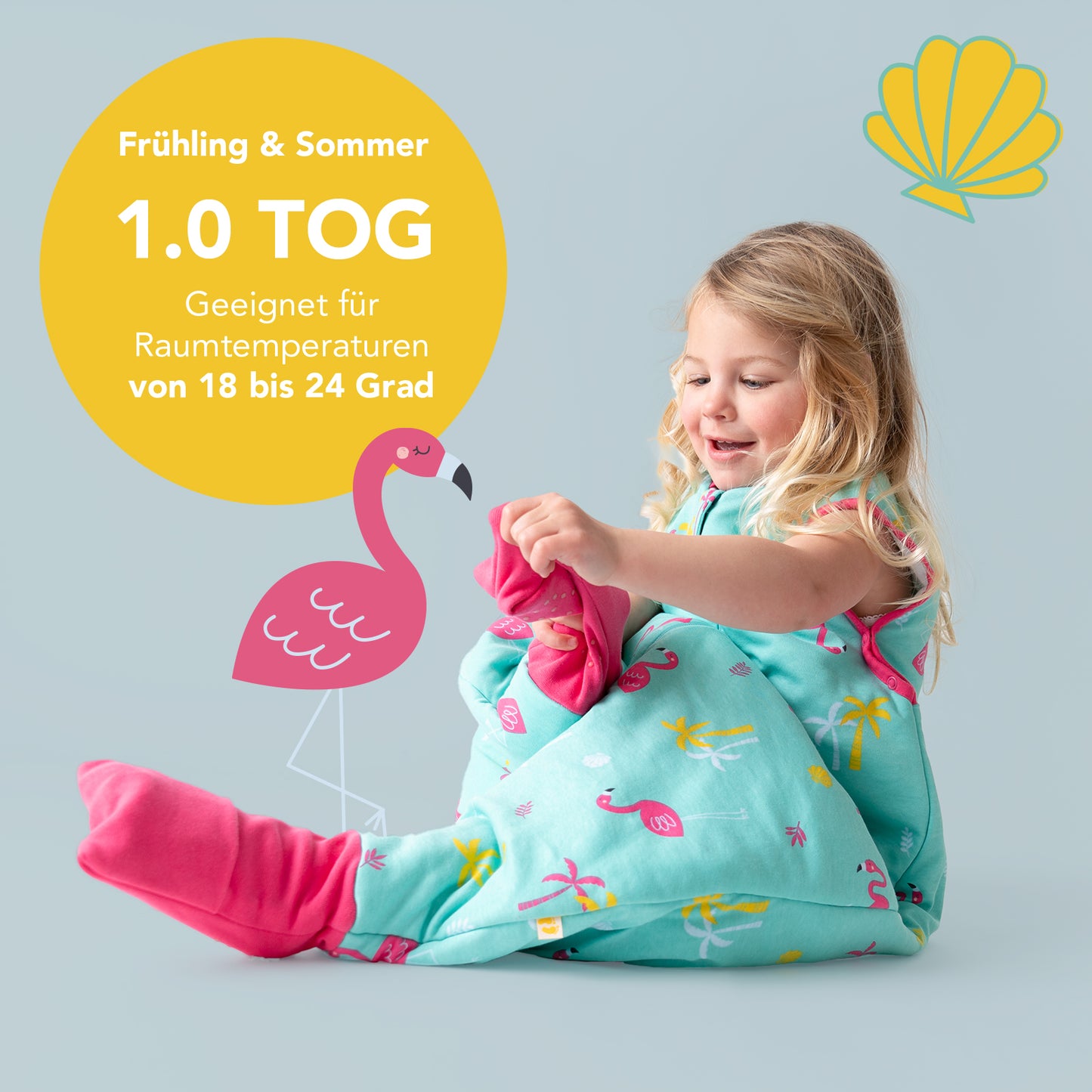 Bio Schlafsack mit Füßen und umklappbaren Bündchen, 1.0 TOG