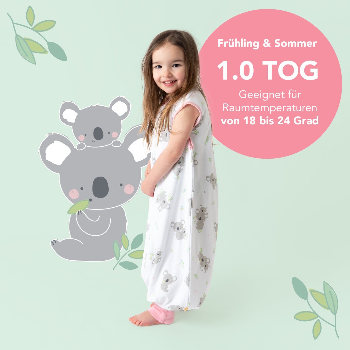 Schlafsack mit Füßen und umklappbaren Bündchen, 1.0 TOG