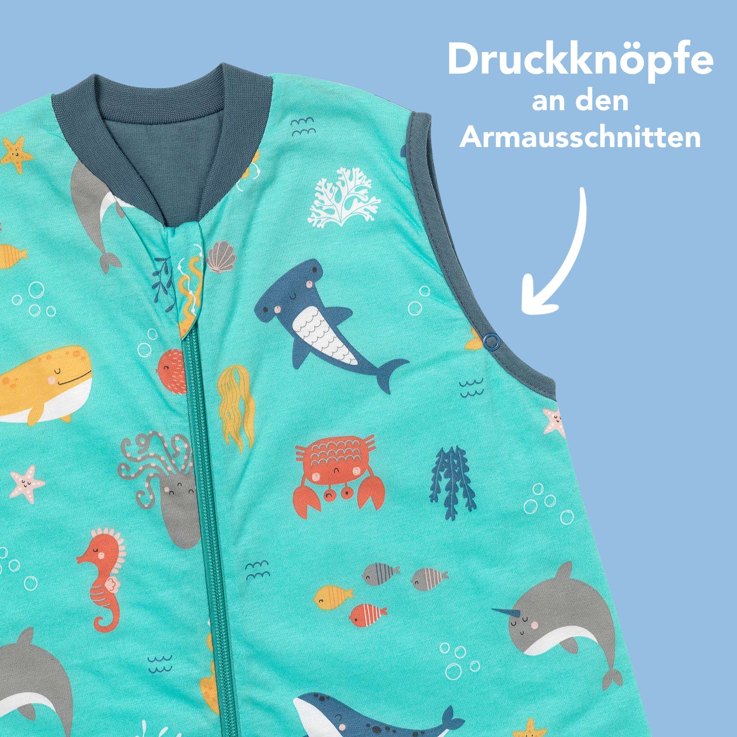 Schlafsack mit Füßen und umklappbaren Bündchen, 1.0 TOG