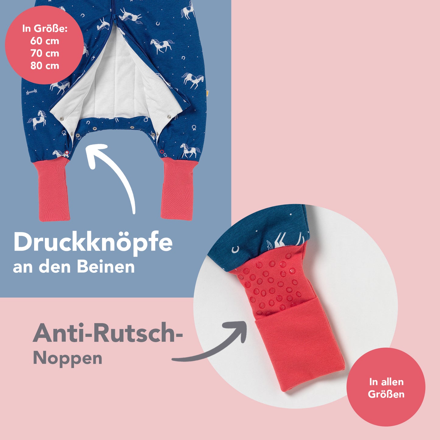 Schlafsack mit Füßen und umklappbaren Bündchen, 1.0 TOG