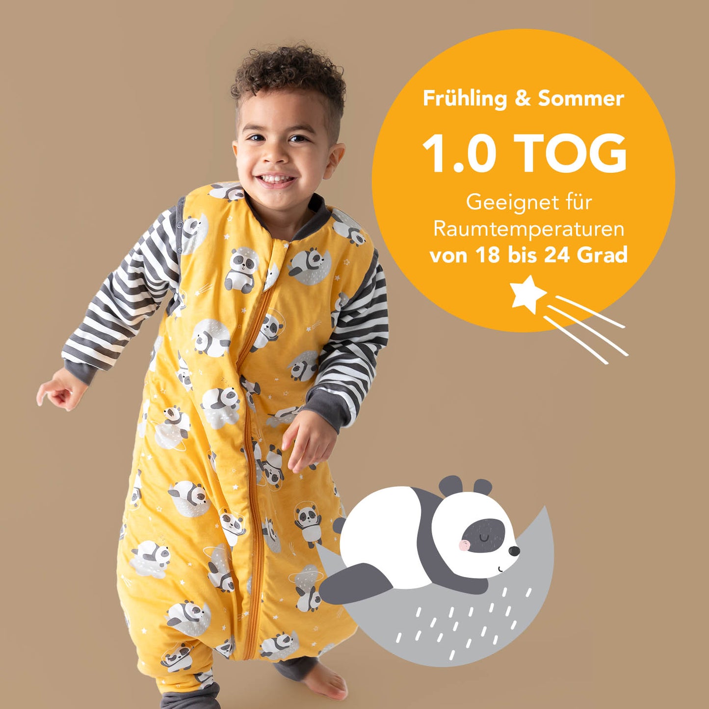 Schlafsack mit Füßen, umklappbaren Bündchen und Ärmeln, 1.0 TOG