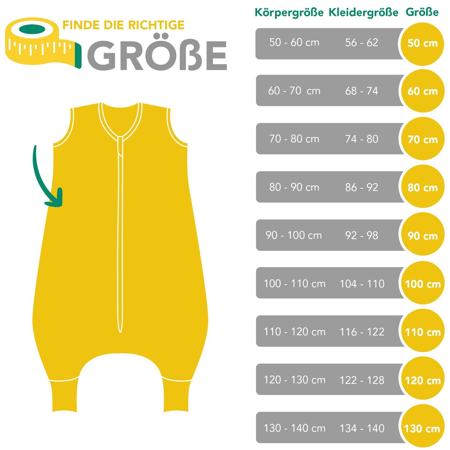 Schlafsack mit Füßen und umklappbaren Bündchen, 2.5 TOG